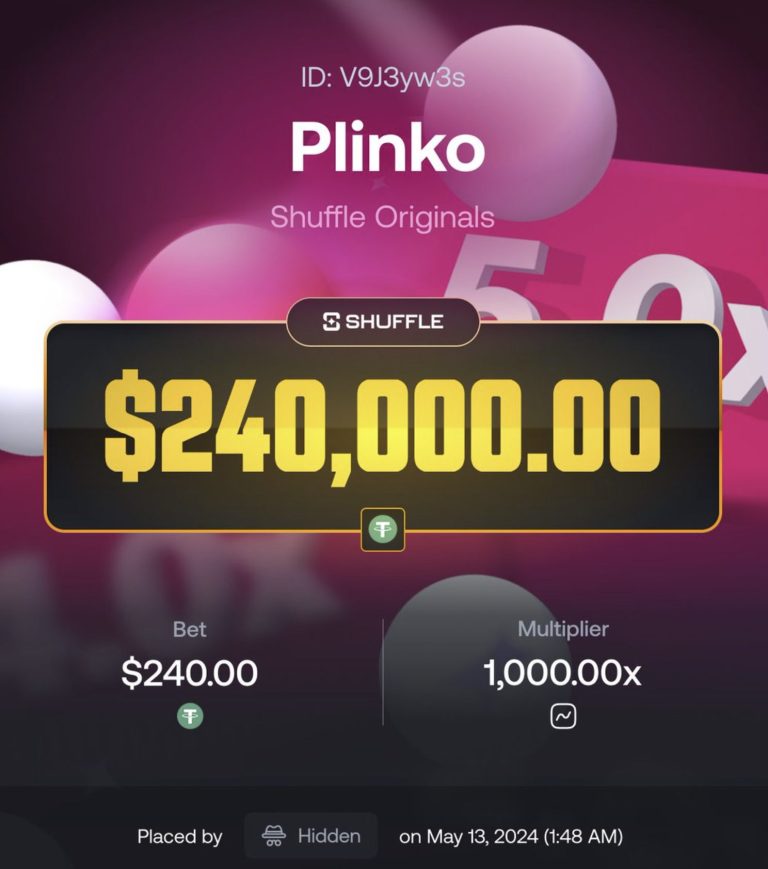 Mystery Gambler Claims $240,000 Jackpot at Shuffle - Exploring the Big Win